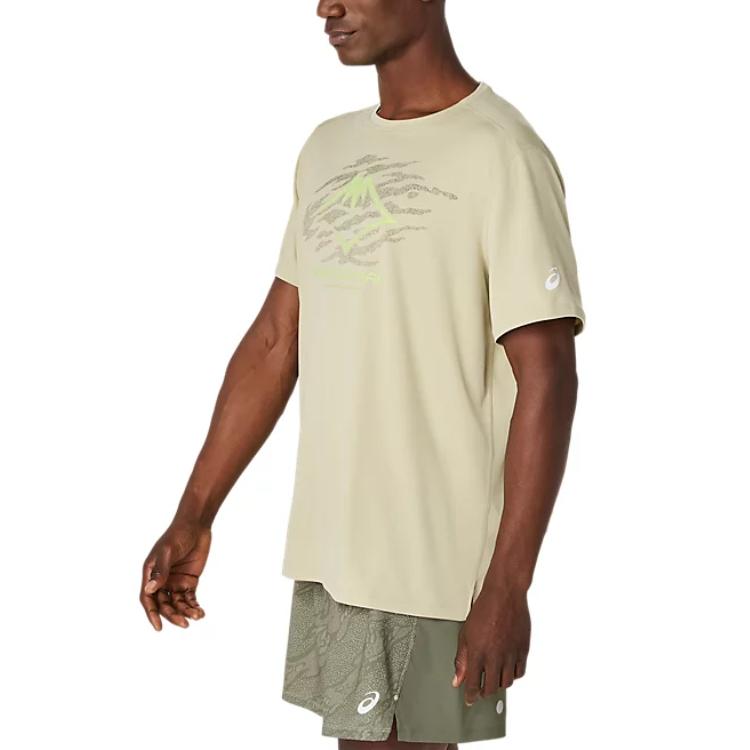 ASICS FUJITRAIL T Shirts Men's Khaki Crew Neck Moderate Straight Fit 2011D390-300