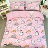 3pcs Blue Pink Black Bedding Set Cute Dog Cat Print Cozy Soft Duvet Cover King Queen Twin Size Birthday Gift Girls Bedroom Decor