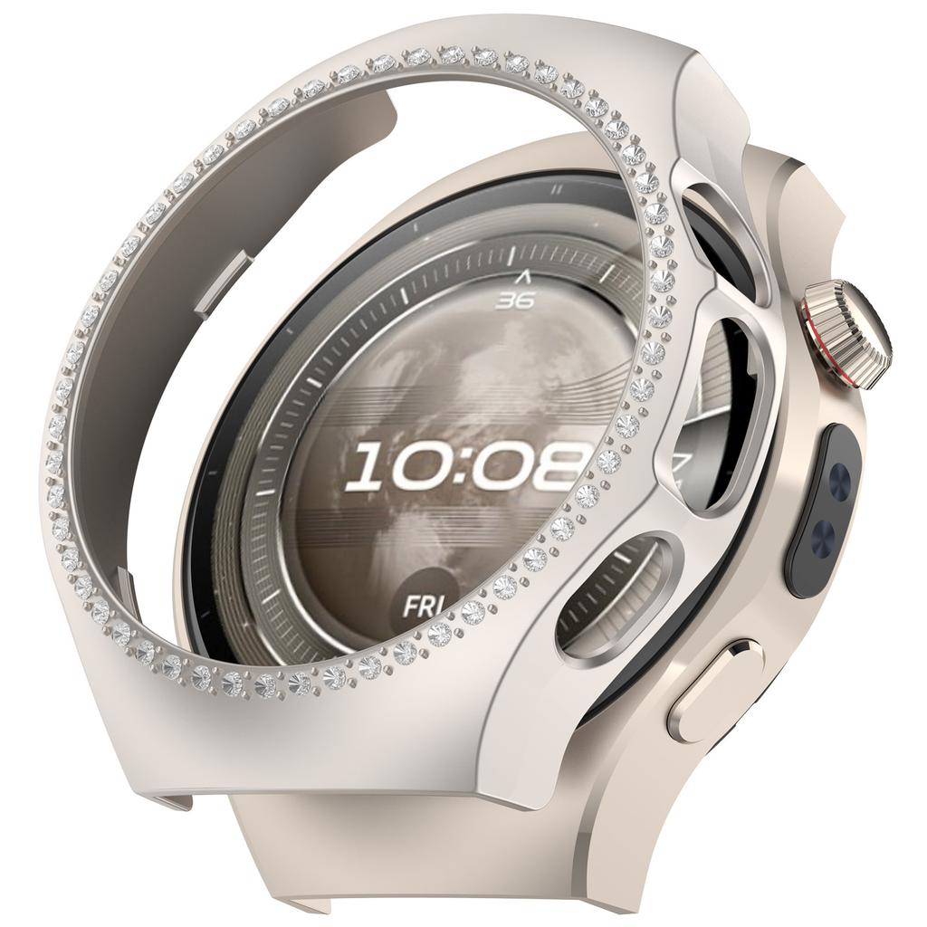 For Huawei Watch 5 46mm Watch Case Rhinestone Decor Hollow Electroplating PC Watch Cover