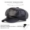 Unisex PU Leather Octagonal Cap Military Hats Flat Top Beret Caps for Women Men Outdoor Sports Cadet Sunscreen Hat