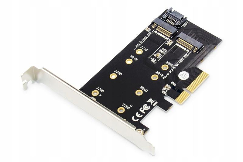 Karta rozszerzeń (Kontroler) DIGITUS M.2 NGFF/NVMe SSD PCIe 3.0 SATA 80, 60, 42, 30 mm