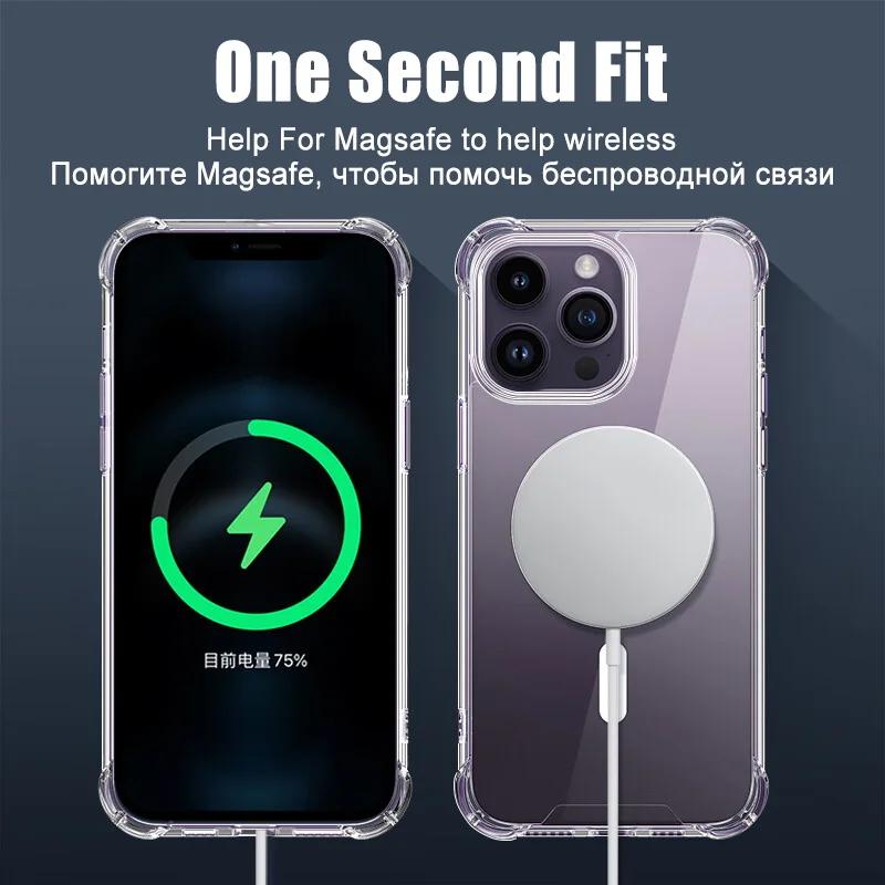 Роскошные прозрачные магнитные чехлы для беспроводной зарядки Magsafe для iPhone 15 14 13 12 11 15 Pro Max противоударный чехол аксессуары