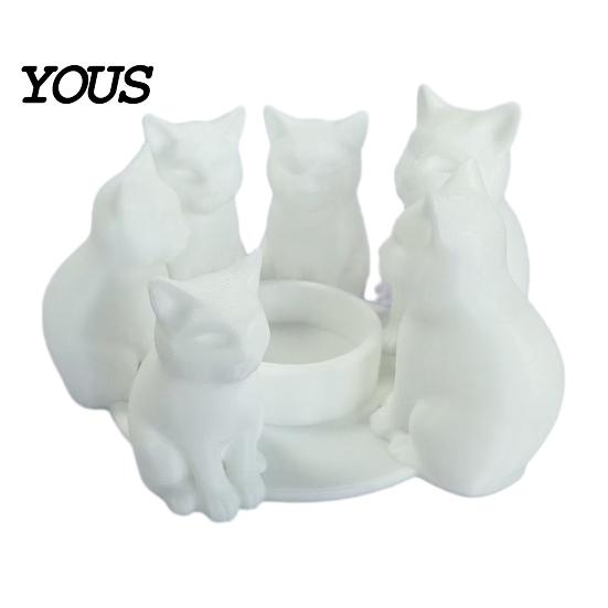 Прочная фигурка кошки Подарок 3D-печатный подсвечник, Эстетичный настольный декор с матовой шлифовкой, Интегрированная устойчивая гладкая изогнутая скульптура, Декор для дома
