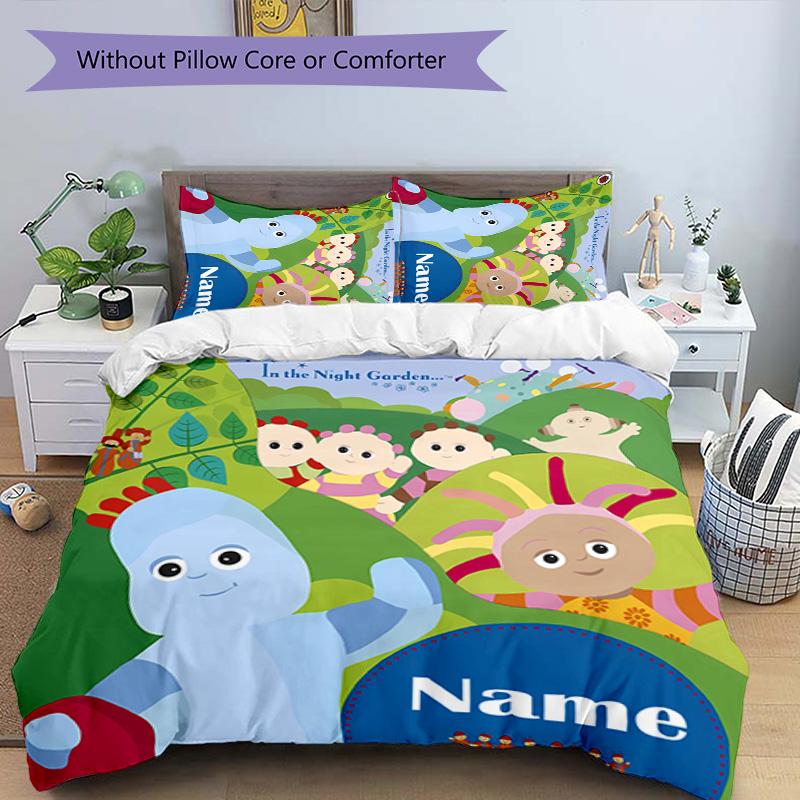 3pcs In the Night Garden2 Cover Set - Personalized Name, HD Printed Bedding with 1 Cover and 2 Pillowcases - Perfect for Home Decor, Easy Care