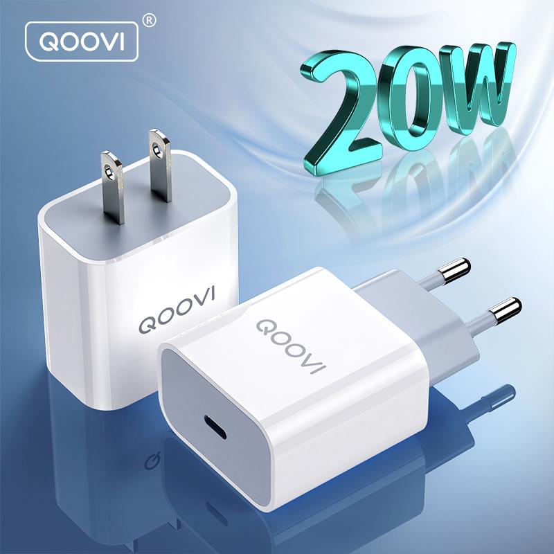QOOVI 20W PD USB Type C Charger QC3.0 Quick Charge 4.0 3.0 Wall Adapter QC Fast Charging Phone For iPhone 13 12 Pro Max 11 8 iPad Mini6 Huawei Xiaomi