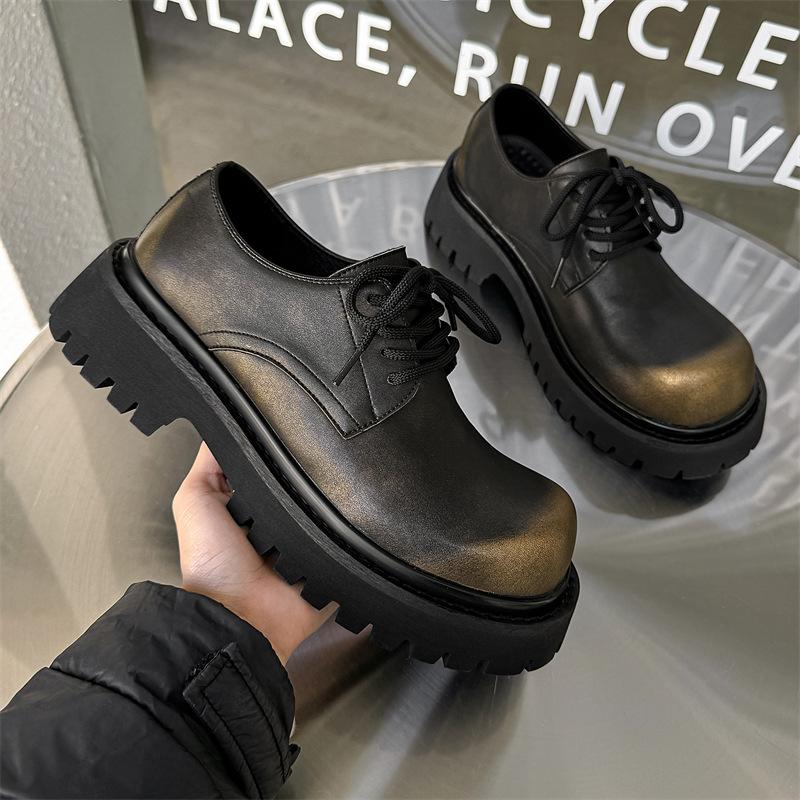 Туфли дерби 2024 новые туфли с большой головой Микки, деловые повседневные туфли на платформе с круглым носком из кожи 5740-J