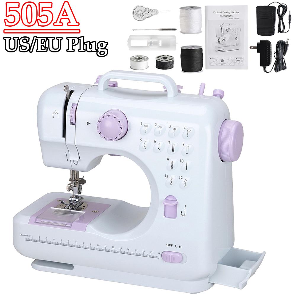 505A Бытовая мини-швейная машинка Двухскоростная маленькая швейная машинка 12 встроенных строчек Дорожные швейные машинки для начинающих