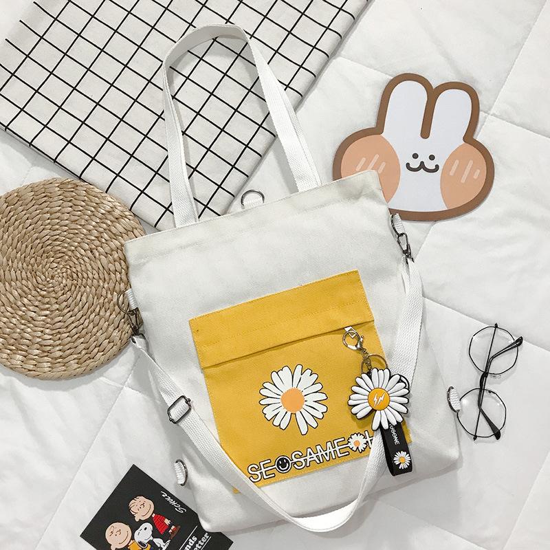 Canvas Bag Girls Single Shoulder Crossbody Bag Multifunctional Shoulder Bag Large Capacity Cartoon Handbag Wholesale