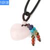 Natural Crystal Heart Pendant Necklace Short Tassel Seven Chakras Necklace Texture Jewelry