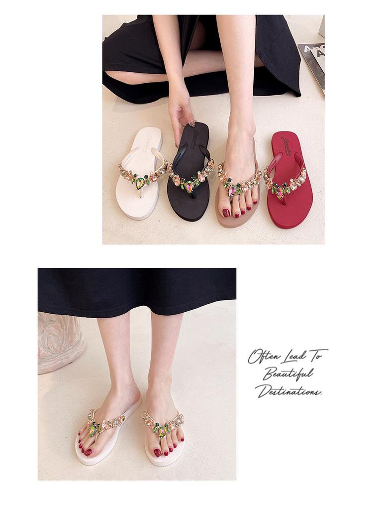 Летние шлепанцы с персиковым сердцем и стразами - Женские повседневные пляжные шлепанцы
