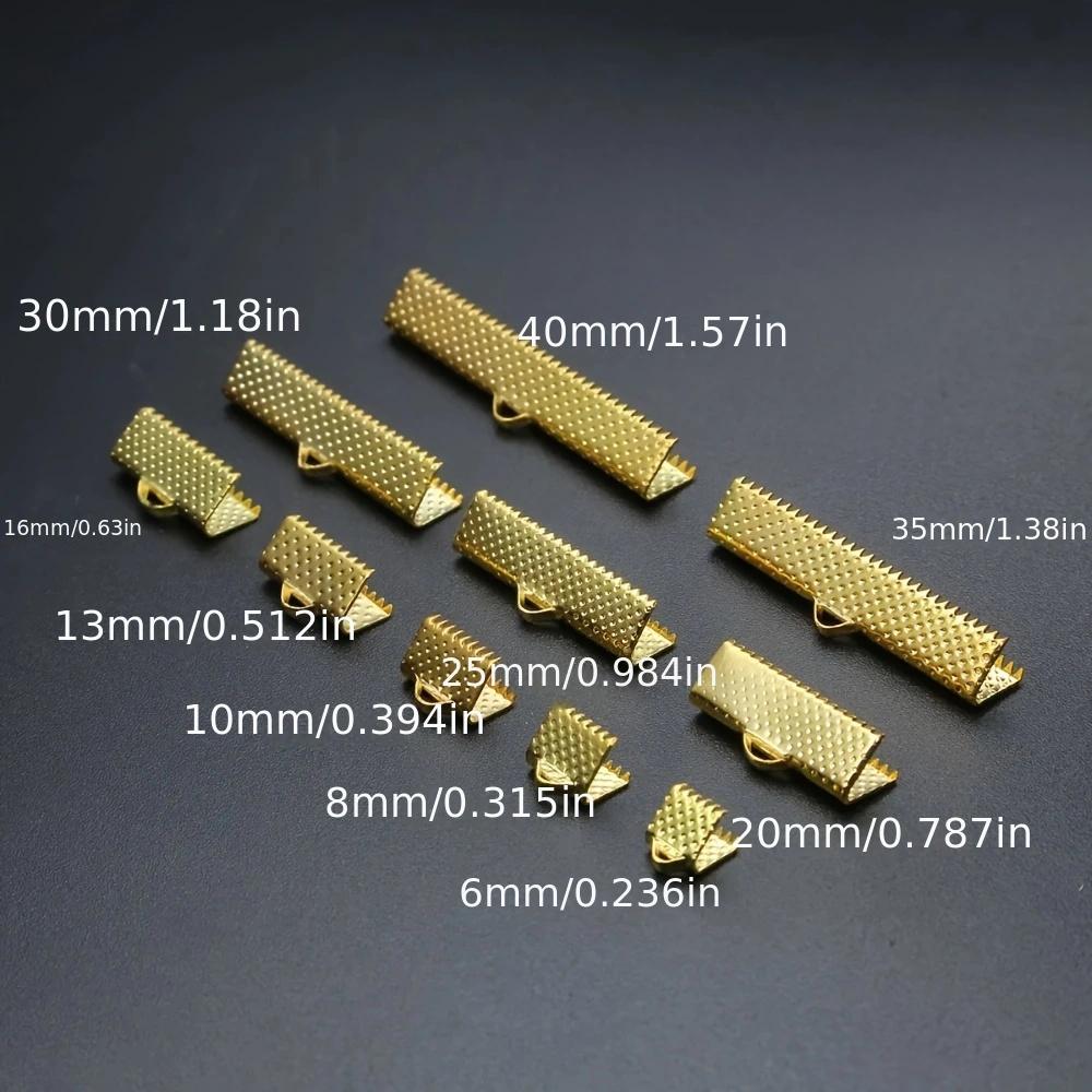 Набор из 30 металлических концевиков для лент, кожаных шнуров, обжимных наконечников с серебристой, золотистой и бронзовой отделкой