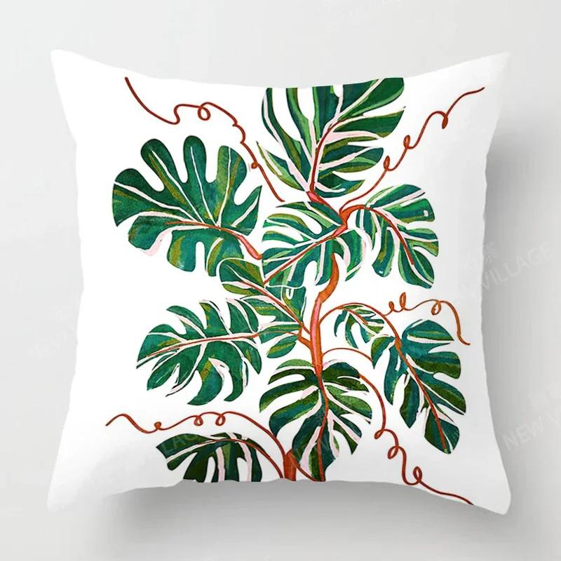 Скандинавский Осенний Домашний Декор Осенняя Наволочка для Подушки Чехол на Подушку Дивана Современный 45x45 см 45*45 50x50 см 60x60 40x40 см Растение Зеленый Лист