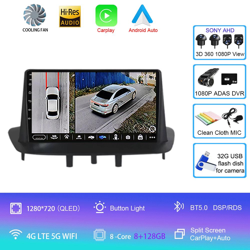 Автомобильное радио Android 14 для Renault Megane 3 Fluence 2008-2014 Мультимедийный видеоплеер Навигация Стерео DVD Carplay Головное устройство WIFI