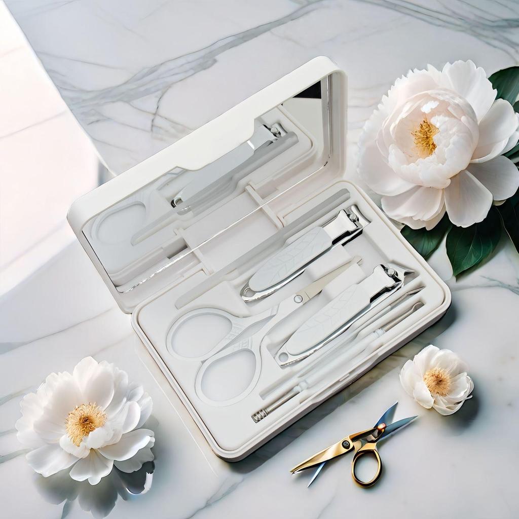18-Piece Nail Art Toolkit: Clippers, Scissors, Foot File, Cuticle Pusher, Blackhead Extractor, Eyebrow Scissors