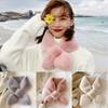 Thicken Winter Warm Faux Rabbit Fur Plush Neckerchief Wrap Cross Scarf Solid Color Neck Warmer