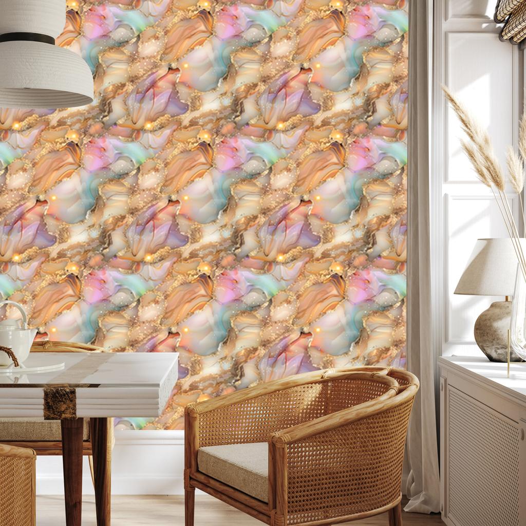 Beige, gold and orange ink wallpaper for living room and bedroom 50x1000