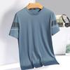 Летний мужской топ из ледяного шелка, быстросохнущий, с короткими рукавами и круглым вырезом, свободный однотонный тонкий дышащий эластичный повседневный пуловер, повседневная спортивная футболка