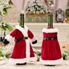 Santa Claus Wine Bottle Cover Velvet Dress Party Home Decor Gift Wine Bag  Christmas