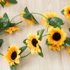 250cm Silk Sunflower Ivy Vine Artificial Flowers Wall Hanging Garland Garden Fences Home Wedding Christmas Decoration Fake Plant