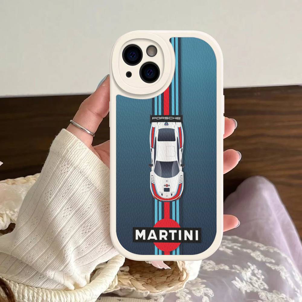 M-Martini Racing Горизонтальная полоска Для IPhone 16 15 14 13 12 11 Pro Max Plus Ударопрочный кожаный мягкий чехол для телефона