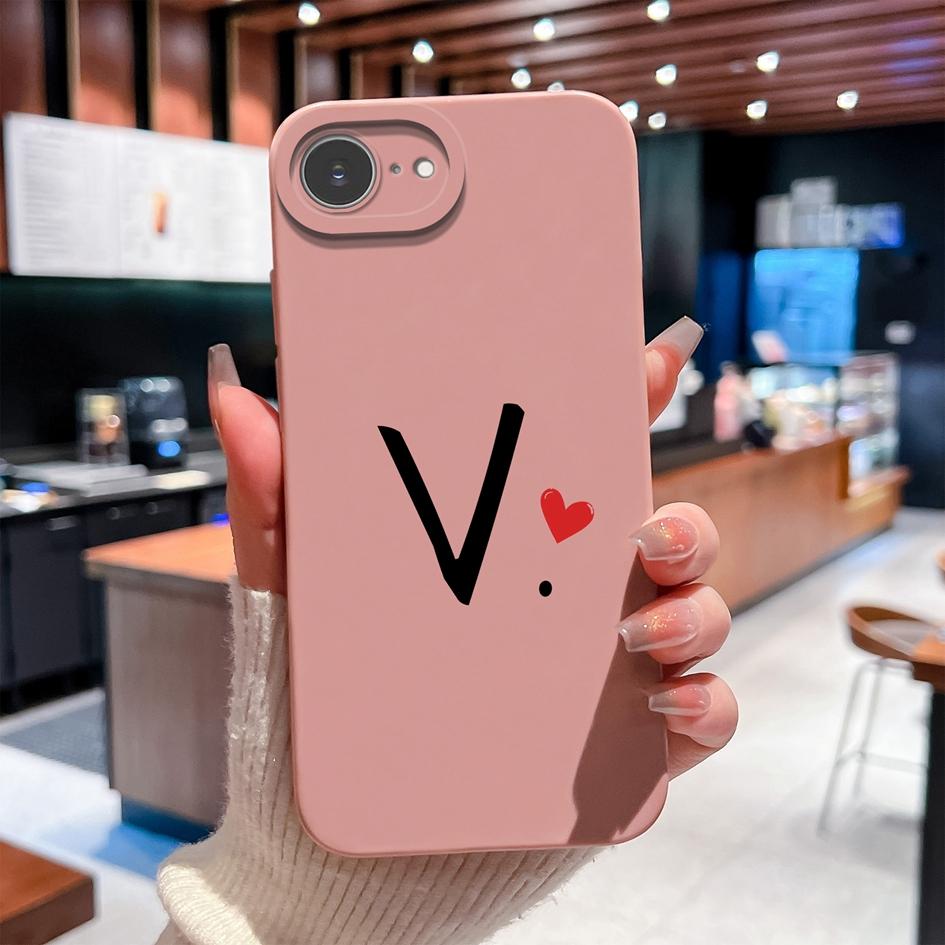 Чехол для телефона Apple iPhone 16e 16 15 14 13 Pro Max Plus, симпатичный красный узор в виде сердца и букв, мягкий силиконовый защитный чехол от падения для Apple Shell