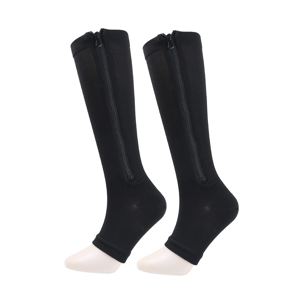 Zippered Compression Socks Thigh-High Zipper Toeless Design Compression Stockings for Men & Women High Quality Nylon Fabric