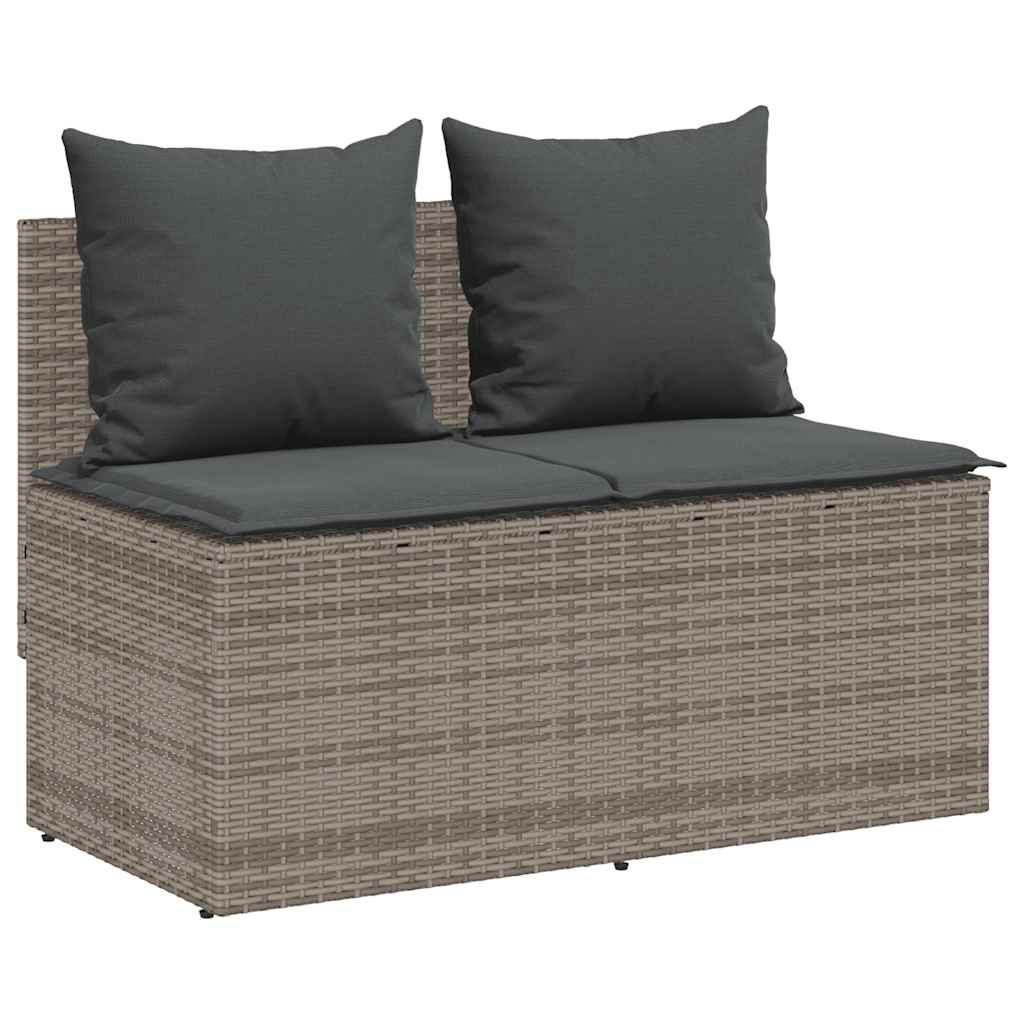 3 Piece Outdoor Dining Set with Cushions Grey Poly Rattan