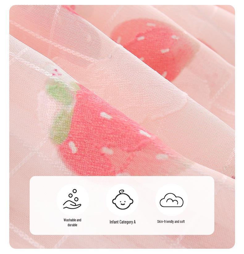 Летний детский ромпер с клубничным принтом на 2025 год - Треугольный комбинезон для ползания для девочки одного года