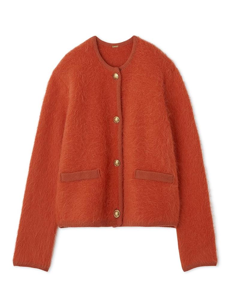 Mira Owen Gold Button Short Alpaca Knit Cardigan Jacket 09WNJ244003RED0