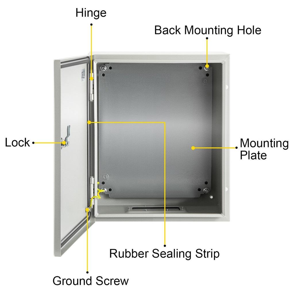 NEMA Steel Enclosure, 10 x 8 x 6\'\' NEMA 4X Steel Electrical Box, IP66 Waterproof & Dustproof, Outdoor/Indoor Electrical Junction Box, with Mounting