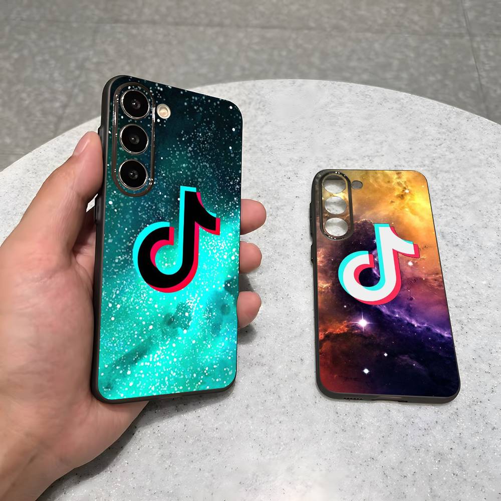 Музыкальный логотип TikTok для Samsung Galaxy S25 S24 S23 Ultra S22 S21 Plus S20 Черный Мягкий Силиконовый Защитный Чехол