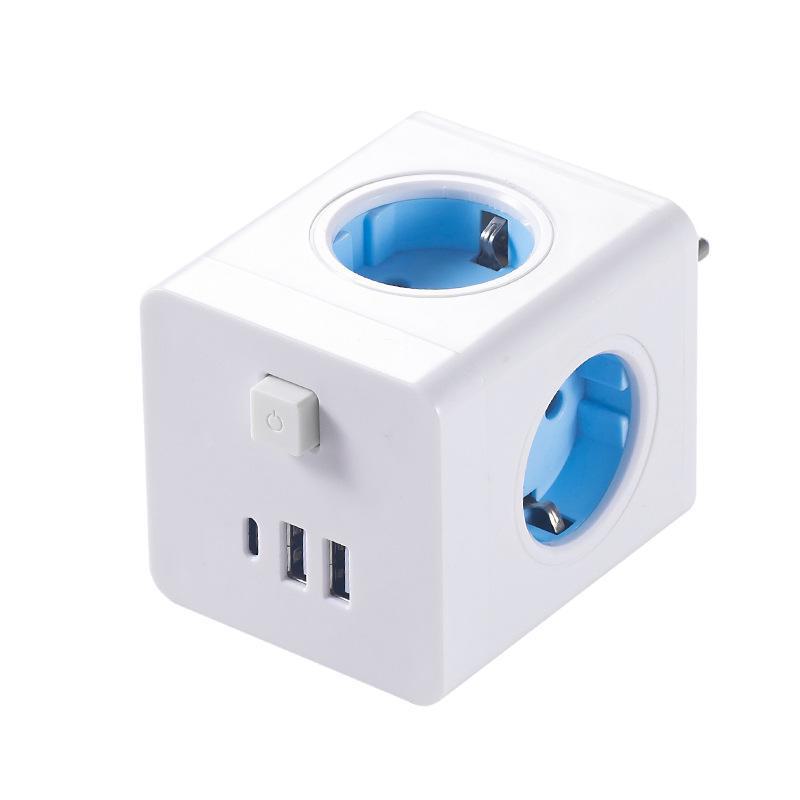 Европейский стандартный USB-адаптер для путешествий (куб) с глобальной настройкой
