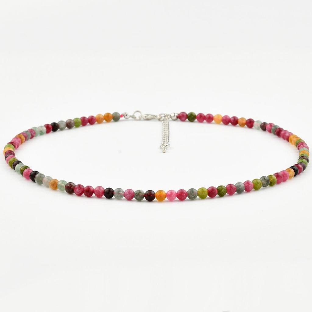 Retro Colorful Tourmaline Beaded Necklace for Women - Versatile High-End Vintage Choker