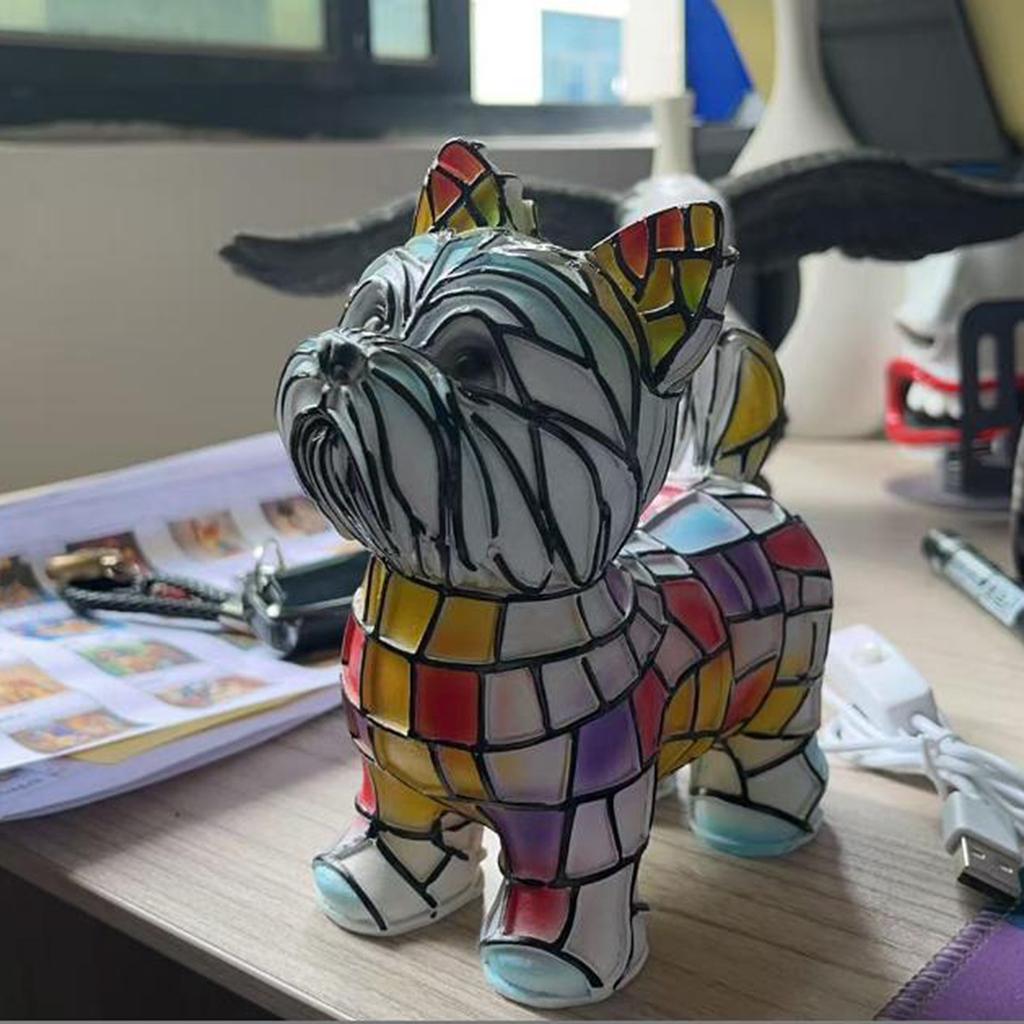 Ночной светильник Dog Series Art, французская лампа, лампа Corgi, настольный ночник с витражной смолой, светодиодный столик для милых питомцев, винтажный декор для дома в виде животных