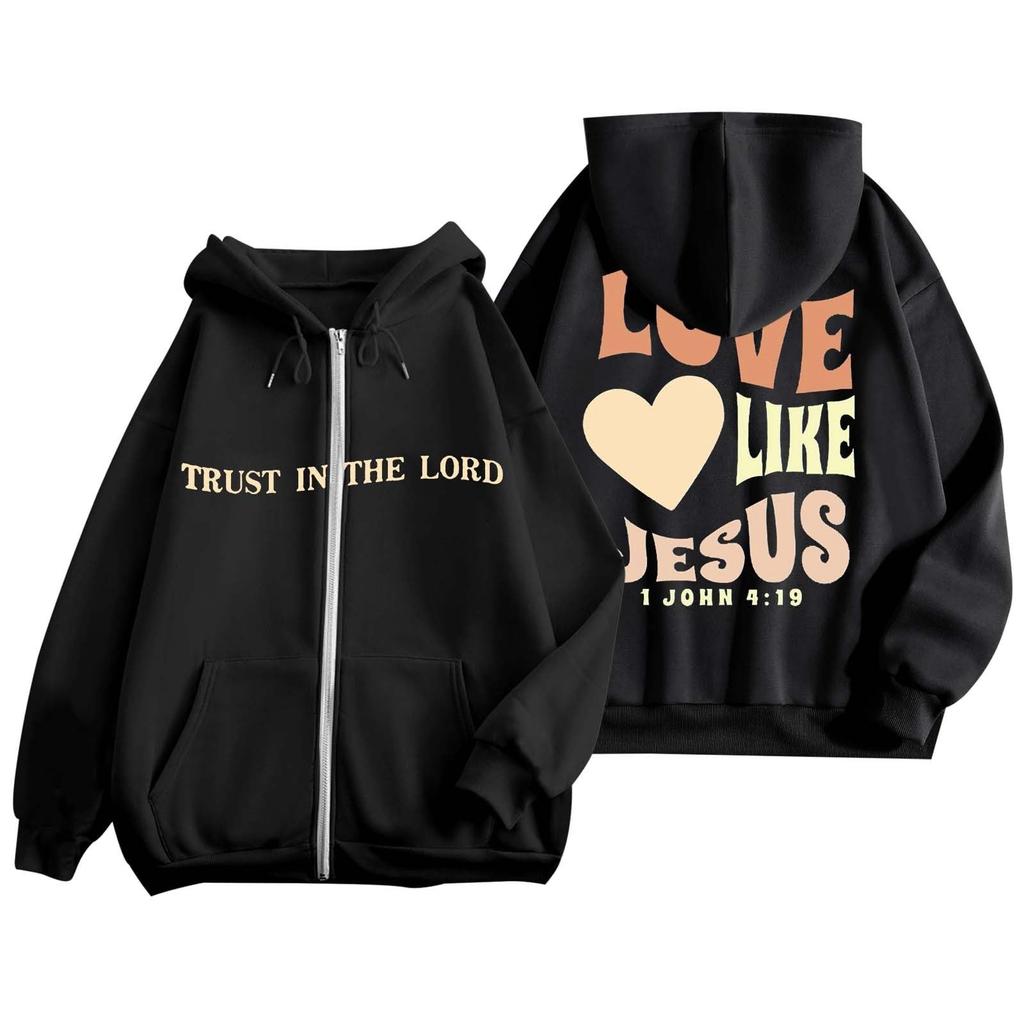 Женская модная повседневная куртка с длинными рукавами и принтом на молнии с капюшоном