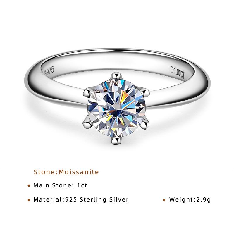 Bague Ringen Роскошные 100% настоящие 5-каратные кольца с муассанитом и бриллиантами для женщин, свадебные кольца из серебра 925 пробы, классические круглые ювелирные изделия, подарок с GRA