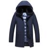 Winter Down Jacket Men's Medium and Long Windproof and Warm Men's Middle-aged and Elderly Lapel Hooded Jacket