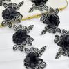 Lolita Black Gold Thread Flower Embroidered Curtain Belt Clothing Luggage Decorative Lace