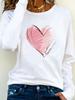 (Азиатский размер) Любовь Сердце Буква Принт Футболка Топ Женская Одежда осень зима весна Повседневная Мода Топ с круглым вырезом Графические Футболки с длинным рукавом