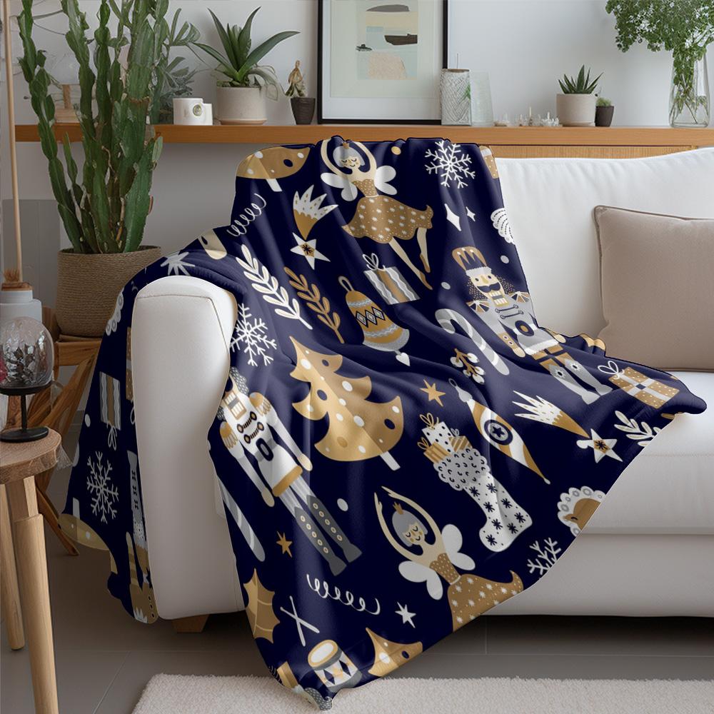 Festive Christmas Throw Blanket Cozy Flannel Soft Warm Holiday Decor Gift Home Bedding Reindeer Santa Claus Pattern