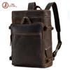 Men's Retro Cowhide Leather Backpack, Travel & School Bag, Crazy Horse Genuine Leather