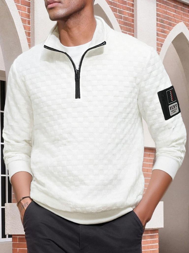 Мужская тактическая флисовая толстовка на молнии в клетку с воротником-стойкой