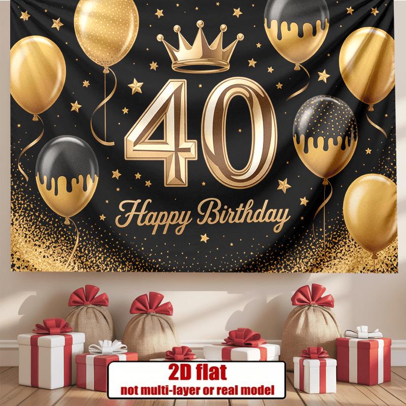 Party Backdrop 40Th Birthday Crown Flat Golden Balloons Multi Family Weddings Birthdays Photo Booth Decor Front Door Decor