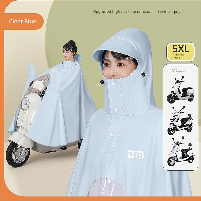 Electric Scooter Raincoat for Women, Single-Person, Adult, Long, Full-Body, Heavy-Duty, New Model, Thickened Rain Poncho