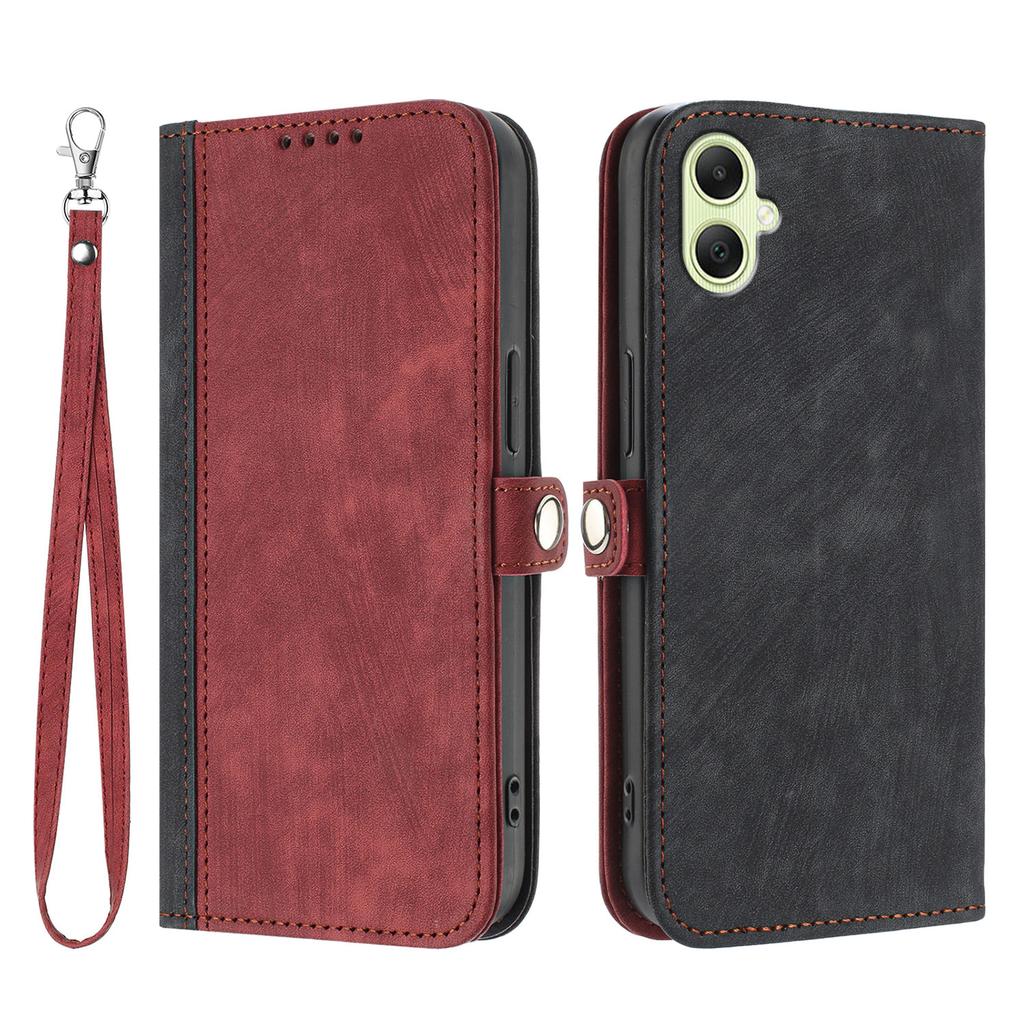 For Samsung Galaxy A07 4G/A06 4G/A06 5G PU Leather Case with Strap Phone Cover Stand Side Magnetic Button Design