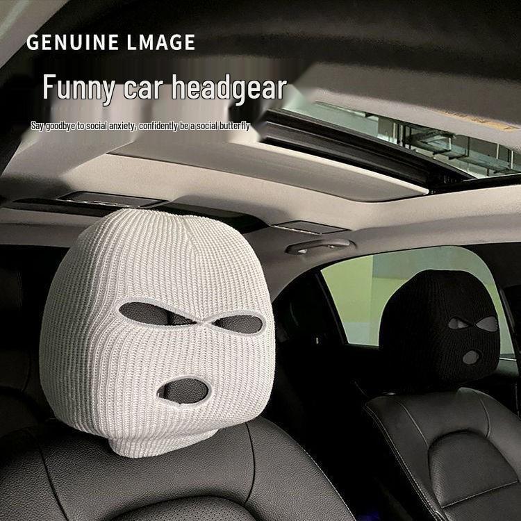 Универсальный забавный чехол на подголовник автомобиля, черно-белый