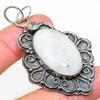 Natural Rainbow Moonstone Gemstone 925 Sterling Silver Pendant 2.60" M9o45