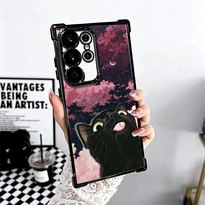 Кот Милый Котенок Мультяшный Покрытие Чехол для Телефона Для Samsung Galaxy S24 S25 FE S26 Edge S23 Ultra S22 S21 Plus S20 Противоударный Подушка Безопасности C
