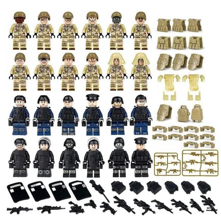 Meigao package O-3 special forces police doll with gun Geely suit children's assembled building block toy
