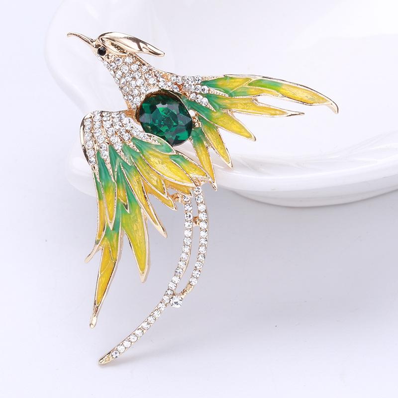 5 Colors Enamel Flying Beauty Phoenix Bird Brooches For Women Men Bird Party Office Brooch Pins Gifts